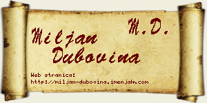Miljan Dubovina vizit kartica